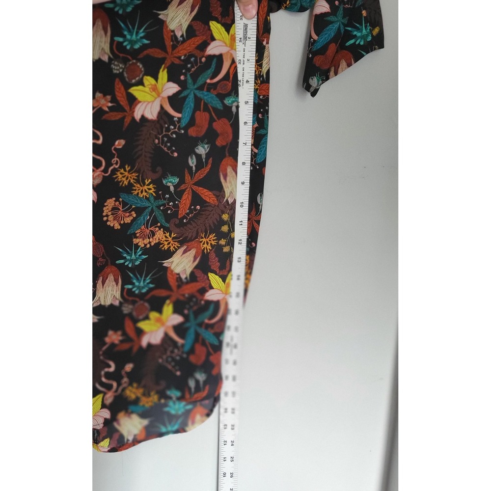 H&M multicolor botanical garden floral long sleeved‎ blouse Tunic Top Size 14 - Picture 8 of 12